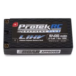 ProTek RC 2S 130C Low IR Si-Graphene + HV Shorty LiPo Battery (7.6V/6400mAh) W/5mm Connectors (ROAR Approved) #PTK-5114-22